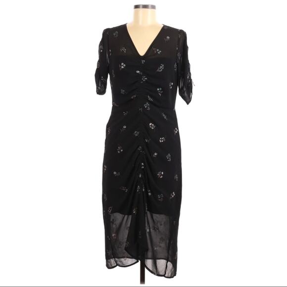 Sam Edelman Embroidered Floral Cocktail Midi Dress - Picture 1 of 7